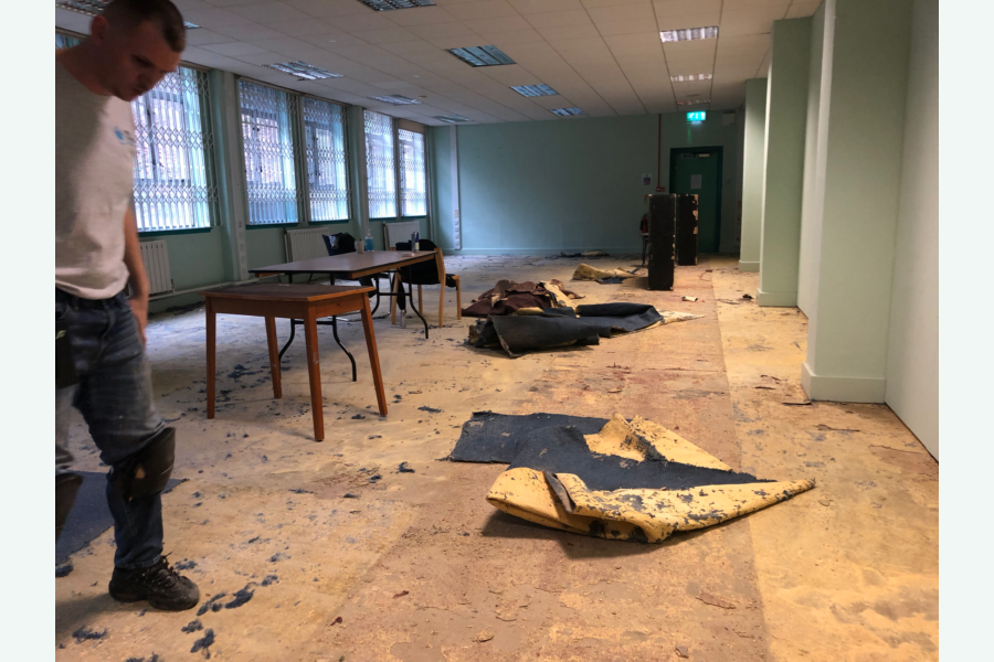 Floors being removed in the Mill Room at St Anne's House
