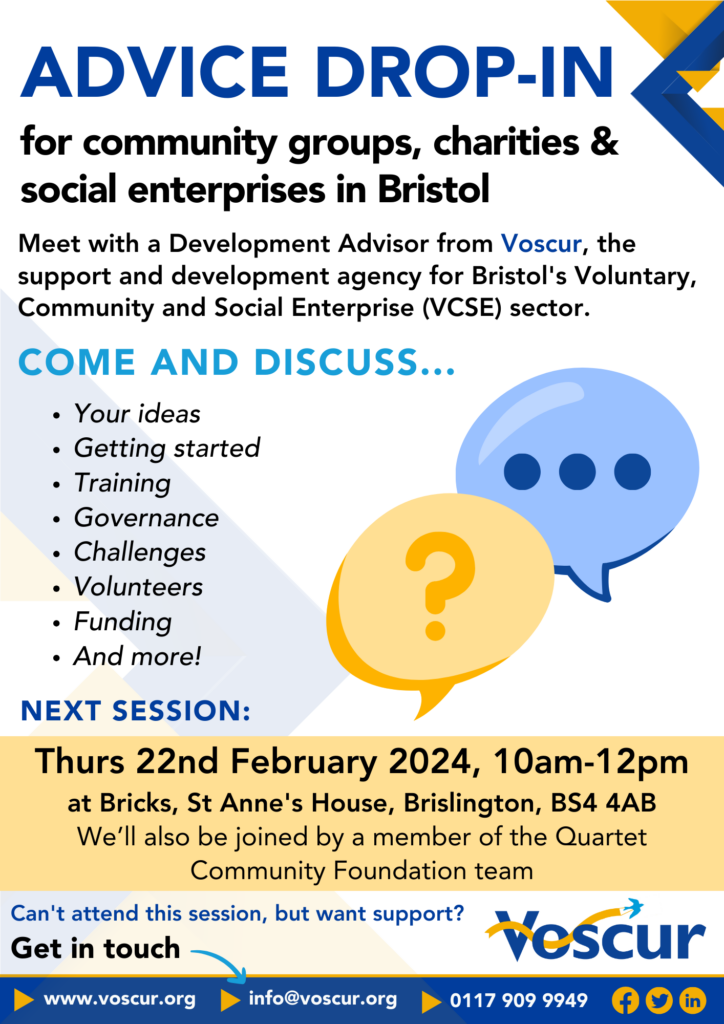 VOSCUR advice drop-in session poster