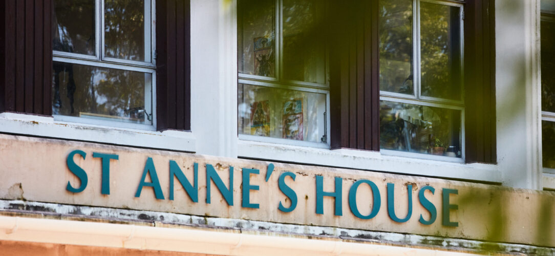 The outside of St Anne's House with the sign above the door saying ' St Anne's House '