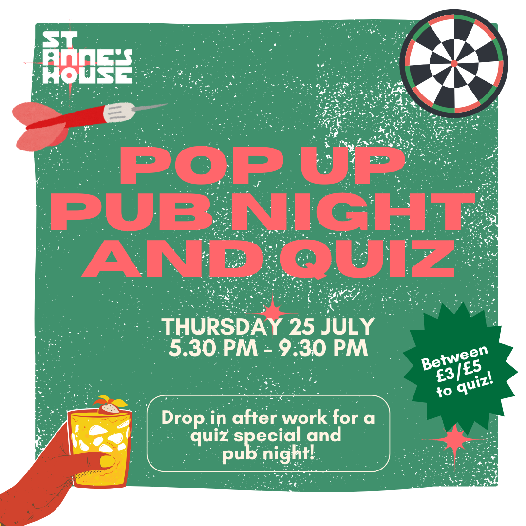 A graphic saying POP UP PUB NIGHT AND QUIZ.